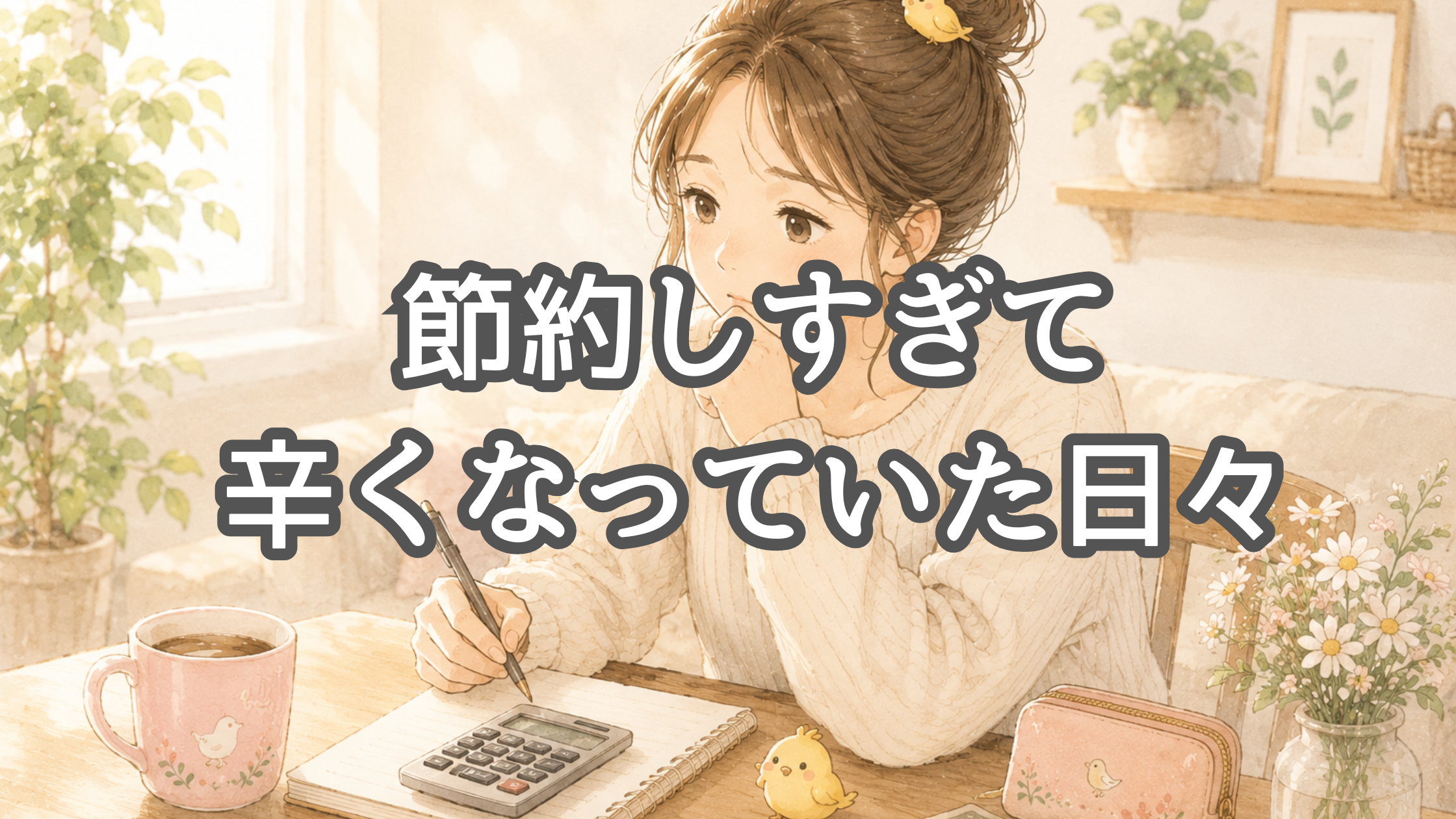 家計に悩む50代女性のイラスト
