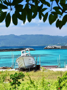 鳩間島の漁港の写真